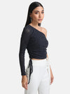 One-Shoulder Stretch Mesh Top