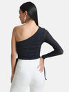 One-Shoulder Stretch Mesh Top