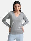 V Neck Embellished Pullover