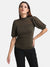 Band Neck Puff Sleeves Top