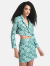 Tonal Jacquard Cropped Blazer Jacket