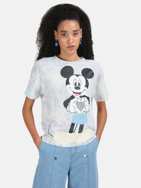 Mickey Mouse  Disney Marble Effect Printed T-Shirt