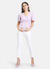 Puff Sleeve Top With Peplum