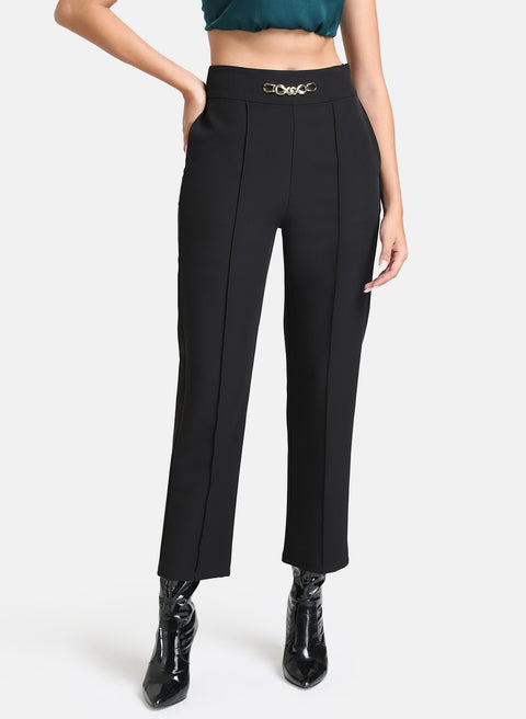 Trouser With Metal Trim At Waist