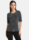 Patterned Lurex Knit Top