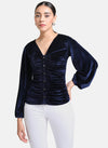 Velvet Top With Ruching At Front