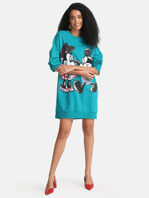 Mickey And Minnie Mouse  Disney Printed Sweat Dress