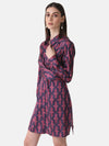 Printed Wrap Tie Knot Dress