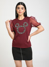 Mickey Mouse Disney Sequin Top With Organza Slleves