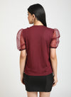 Mickey Mouse Disney Sequin Top With Organza Slleves