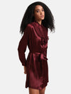 Kazo Maroon Pleated Ruffle Detailed Shirt