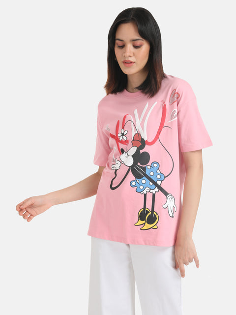 Minnie Mouse  Disney Printed Long T-Shirt With Stick On Studs