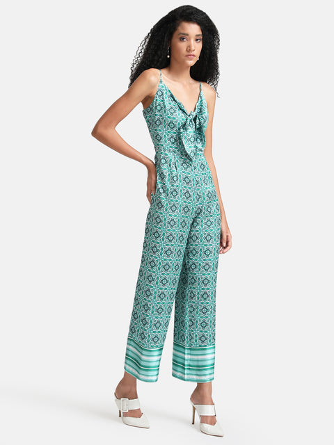 Front Tie-Knot Printed Jumpsuit