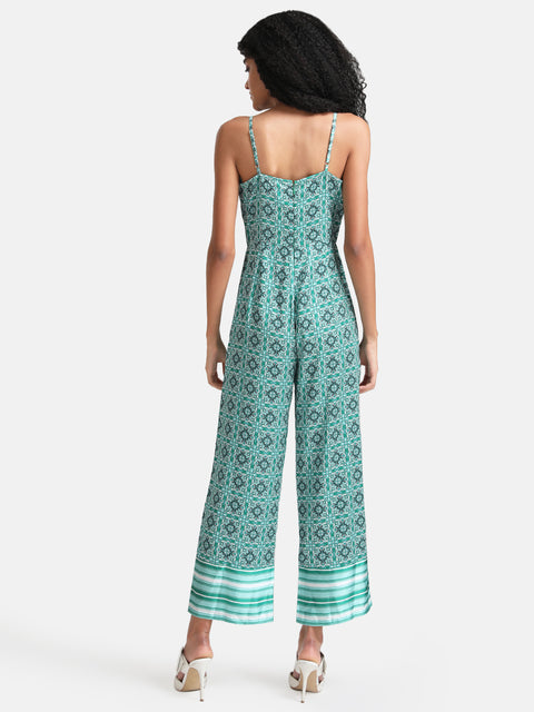 Front Tie-Knot Printed Jumpsuit
