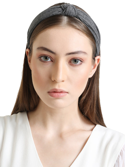 Knotted Solid Dark Grey Hairband