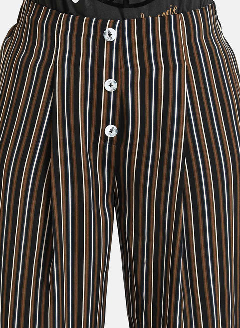 Striped Cullotes With Front Placket Detail