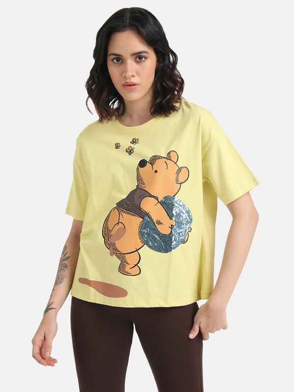 Winnie The PoohDisney Printed T-Shirt With Sequin Work