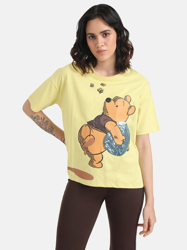 Winnie The PoohDisney Printed T-Shirt With Sequin Work