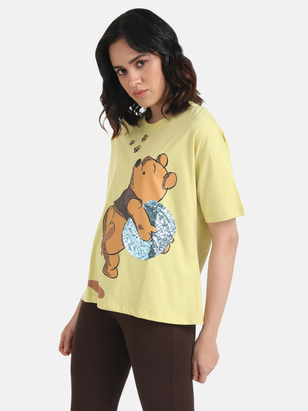 Winnie The PoohDisney Printed T-Shirt With Sequin Work