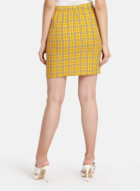 Checked Mini Skirt With Slit