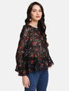 Floral Printed Jacquard Tiered Top