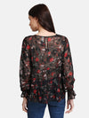 Floral Printed Jacquard Tiered Top