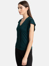 Drop Shoulder Neck Pleate Top