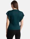 Drop Shoulder Neck Pleate Top