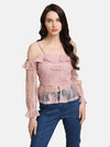 Cold Shoulder Lurex Lace Top