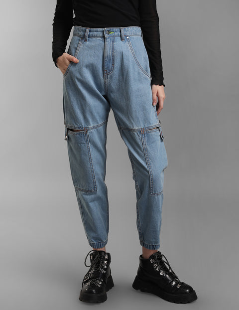 Straight Fit Cut-Out Denim