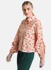 Floral Printed Shirt With Volume Sleeves