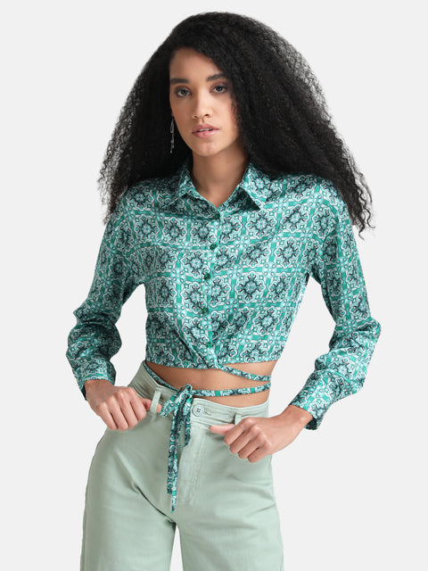 Printed Shirt With Tie Knot Detail