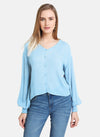 Button Down Top With Elasticated Hem Sleeves