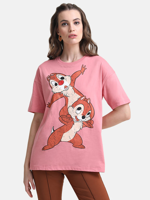 Chip And Dale Printed Graphic Long T-Shirt
