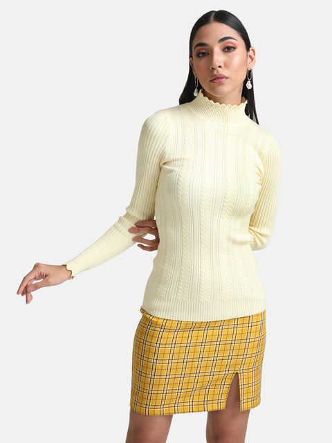Textured Pullover With Scalloped Edges