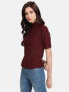 Textured Stretchable Band Neck Top