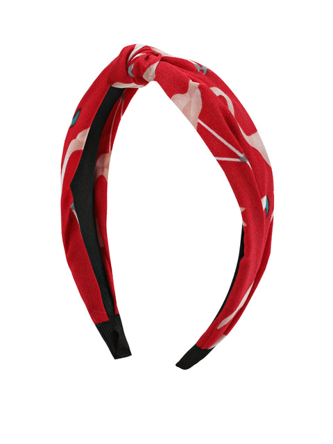 Red Printed Knotted Hairband