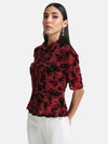 Stretchable Printed Shirt With Peplum