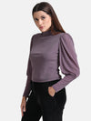 Puff Sleeves Top With Band Neck