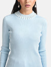 Pearl Beaded Turtle Neck Pullover