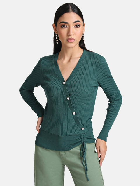 Pullover With Ruching And Assymetric Placket