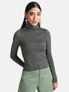 Puff Sleeves High Neck Pullover