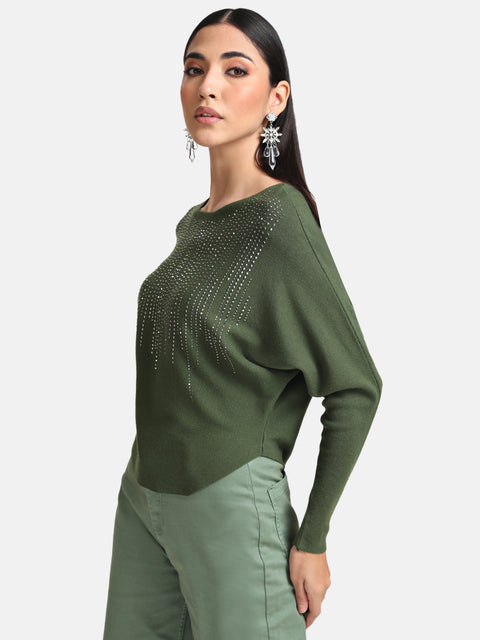Batwing Pullover With Heat Studs