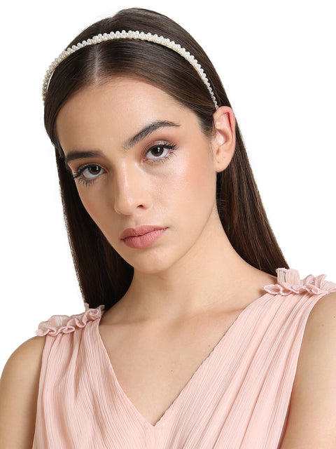 Partywear Pearl Studded Golden Hairband