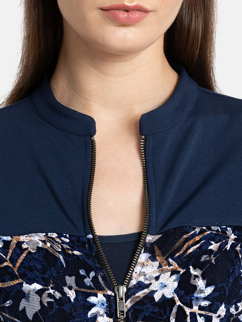 Printed Lace Detail  Jacket
