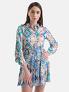 Printed Shirt Dress With Belt