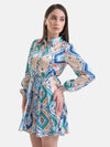 Printed Shirt Dress With Belt