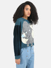 Dumbo Disney Printed Sweat With Lurex Velvet Sleeves