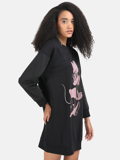 Minnie Mouse  Disney Printed Sweat Dress With Stick-Ons
