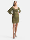 Ruched Mini Dress With Front Knot